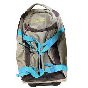 Eddie Bauer Commuter Rolling Duffel Travel Bag Luggage Blue Gray Excellent Cond
